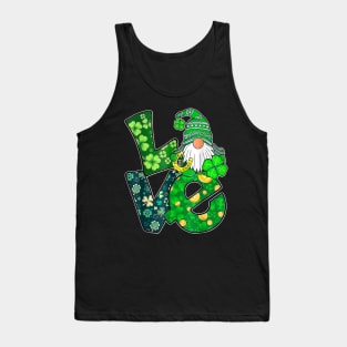 Love Gnome Irish Lucky Shamrock Happy St Patrick's Day Tank Top